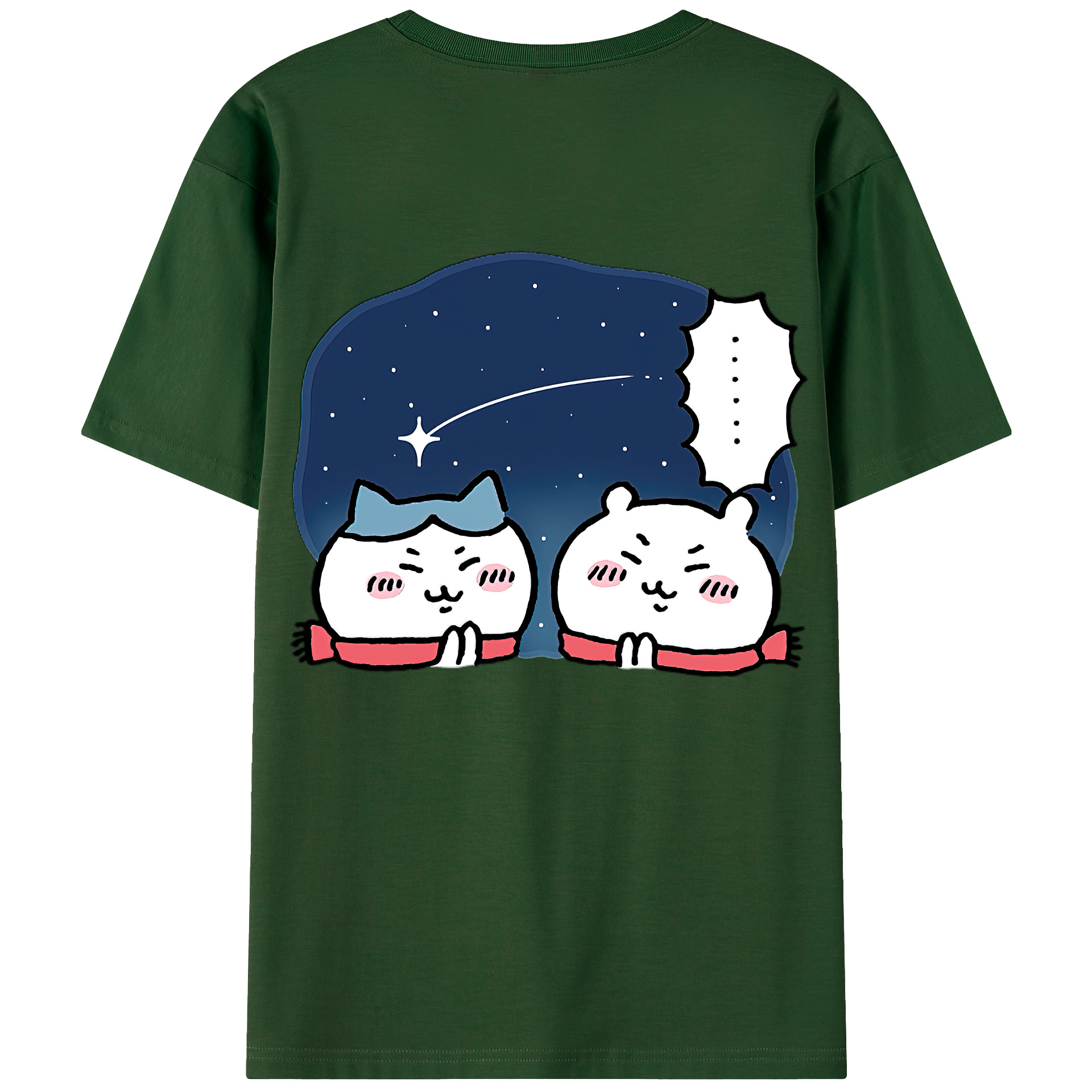 （画像用） ちいかわ ハチワレ Chii-kawa hachiware 綿100％半袖Tシャツ（背面プリント）
